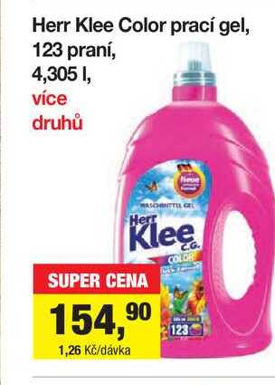 Herr Klee Color prací gel, 123 praní, 4,305 l