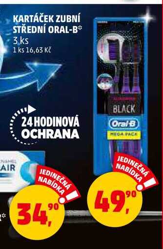 KARTÁČEK ZUBNÍ STŘEDNÍ ORAL-B, 3 ks