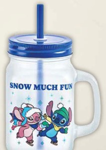 Tesco Disney Sklenice s brčkem, víčkem a ouškem Stitch