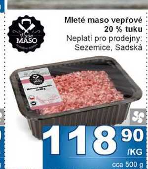 Mleté maso vepřové 20% tuku 1kg