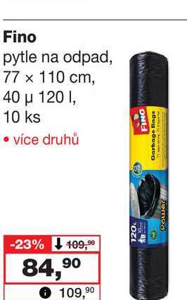 Fino pytle na odpad, 77 x 110 cm, 40 μ 120, 10 ks