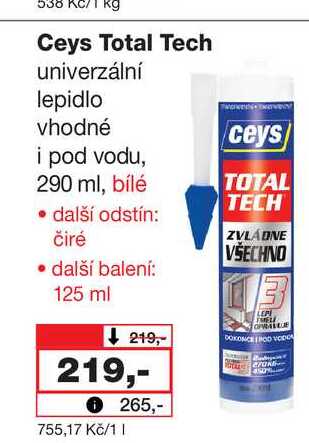 Ceys Total Tech univerzální lepidlo vhodné i pod vodu, 290 ml