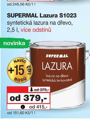 SUPERMAL Lazura S1023 syntetická lazura na dřevo, 2,5l