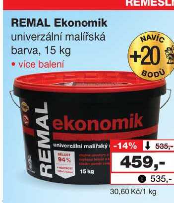 REMAL Ekonomik univerzální malířská barva, 15 kg