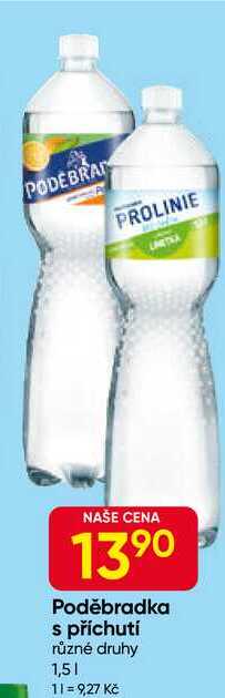 Poděbradka s příchutí různé druhy 1,5l