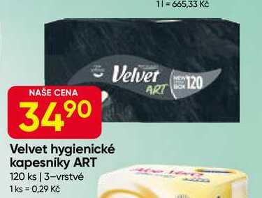 Velvet hygienické kapesniky ART 120 ks, 3-vrstvé