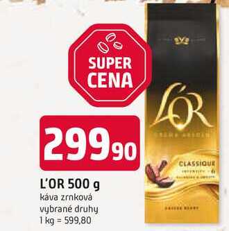 L'OR 500 g káva zrnková vybrané druhy