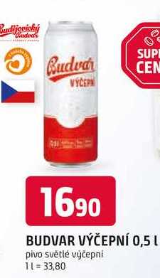 BUDVAR Pivo světlé výčepní 0,5l 0.5l plechovka