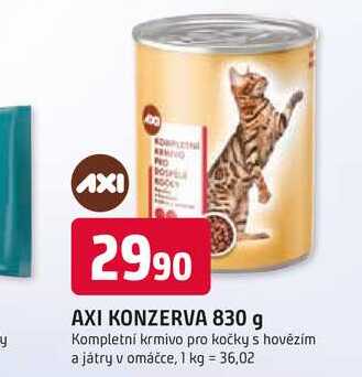 AXI KONZERVA 830 g Kompletní krmivo pro kočky s hovězím a játry v omáčce