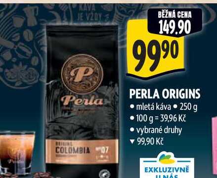 PERLA ORIGINS mletá káva 250 g