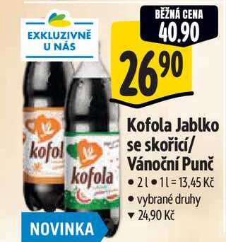 Kofola Jablko se skořicí/ Vánoční Punč  2 l