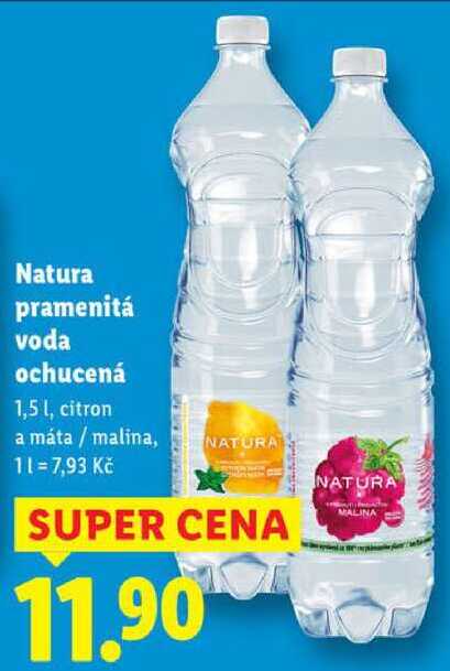 Natura pramenitá voda ochucená, 1,5 l
