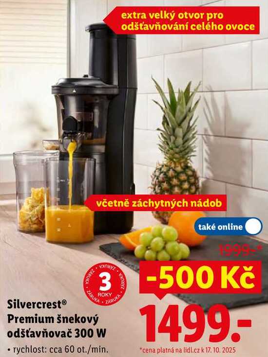Silvercrest Premium šnekový odšťavňovač 300 W