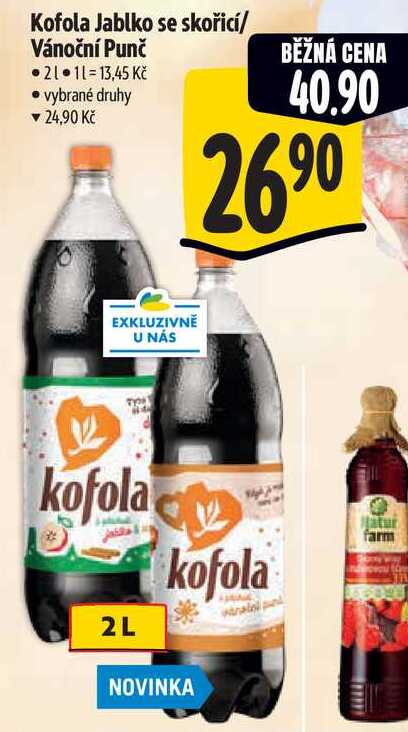 Kofola Jablko se skořicí/Vánoční Punč, 2 l