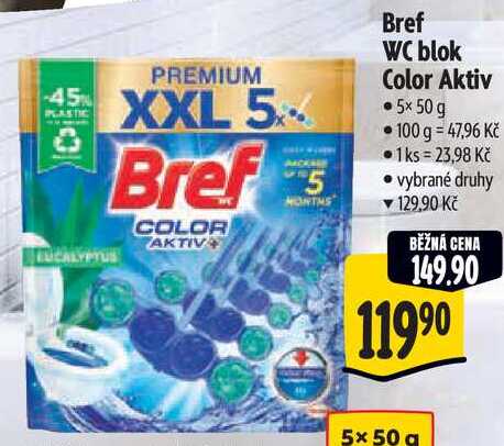 Bref WC blok Color Aktiv, 5x 50 g