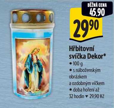 Hřbitovní svíčka Dekor, 100 g •