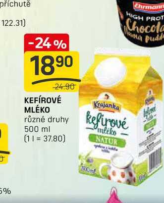 Mlékárna Valašské Meziříčí Kefírové mléko nízkotučné 500g, vybrané druhy