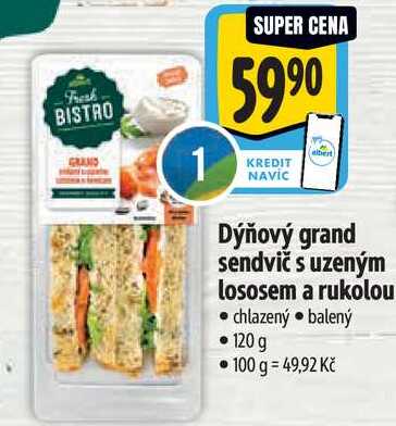 Dýňový grand sendvič s uzeným lososem a rukolou, 120 g