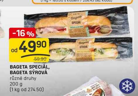 BAGETA SPECIÁL, BAGETA SÝROVÁ různé druhy 200 g