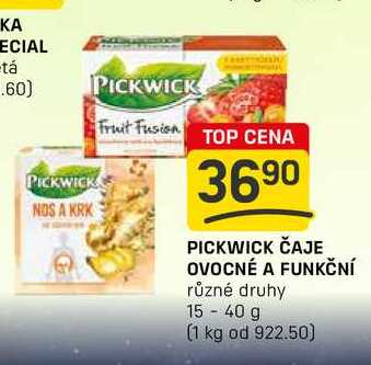 PICKWICK ČAJE OVOCNÉ A FUNKČNÍ různé druhy 15 - 40g