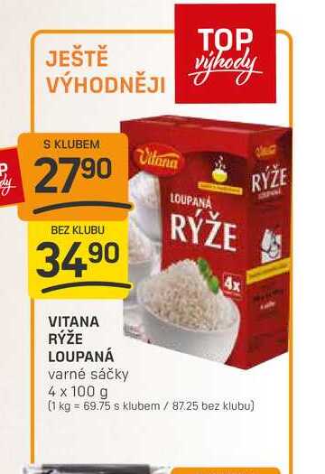 VITANA RÝŽE LOUPANÁ varné sáčky 4 x 100 g 