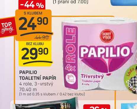 PAPILIO TOALETNÍ PAPÍR 4 role, 3-vrstvý