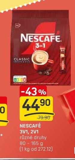 NESCAFÉ 3V1, 2V1 různé druhy 80 - 165 g