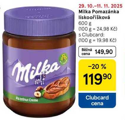 Milka Pomazánka lískooříšková, 600 g 