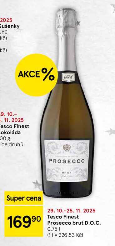 Tesco Finest Prosecco brut D.O.C., 0,75 l