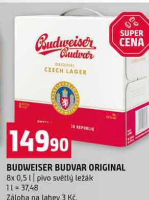 BUDWEISER BUDVAR ORIGINAL 8x 0,5 l