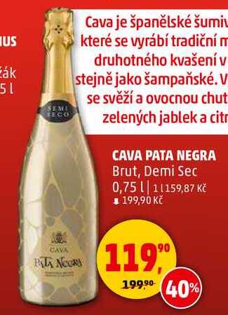 CAVA PATA NEGRA Brut, Demi Sec, 0,75 l