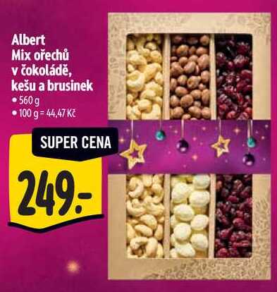 Albert Mix ořechů v čokoládě, kešu a brusinek, 560 g