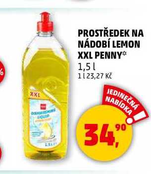 PROSTŘEDEK NA NÁDOBÍ LEMON XXL PENNY, 1,5 l