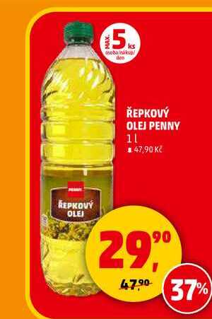 ŘEPKOVÝ OLEJ PENNY, 1 l