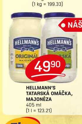 HELLMANN'S TATARSKÁ OMÁČKA, MAJONÉZA 405 ml