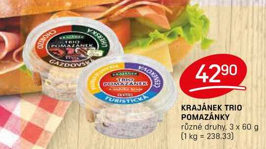 KRAJÁNEK TRIO POMAZÁNKY různé druhy, 3 x 60 g