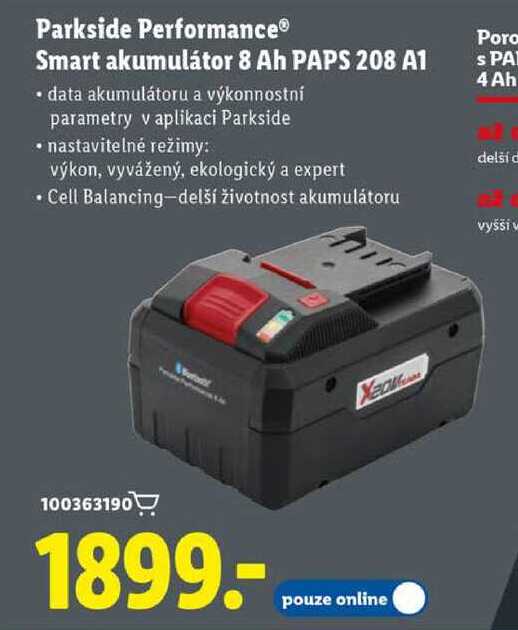 Parkside Performance Smart akumulátor 8 Ah PAPS 208 A1