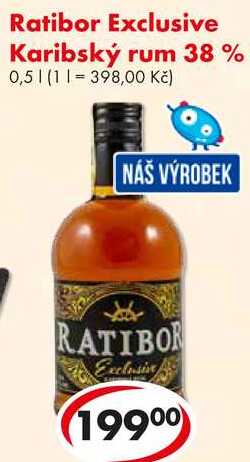 Ratibor Exclusive Karibský rum 38 %, 0,5 l