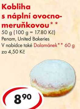 Kobliha s náplní ovocno-meruňkovou, 50 g