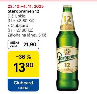 Staropramen 12, 0,5 l, sklo