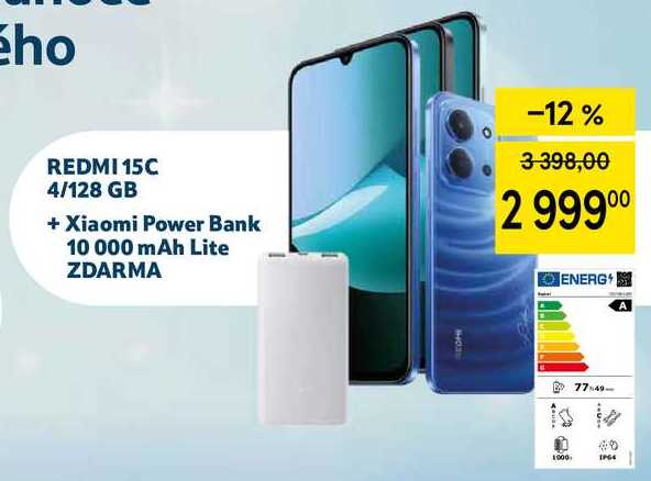 REDMI 15C 4/128 GB + Xiaomi Power Bank 10 000 mAh Lite ZDARMA