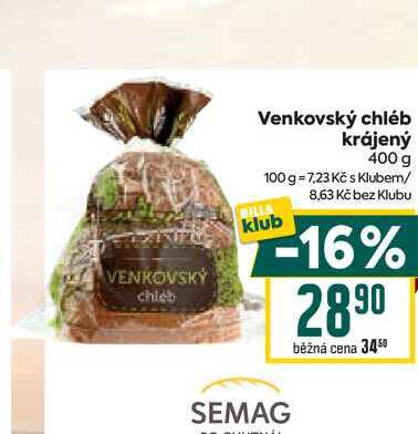 Venkovský chléb krájený 400g