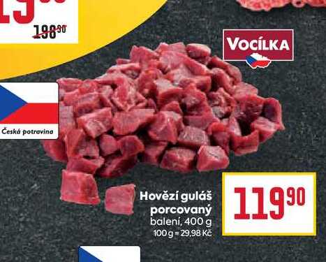 Hovězí guláš porcovaný balení, 400 g