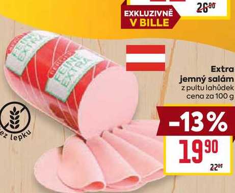 Extra jemný salám z pultu lahůdek cena za 100 g