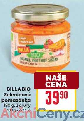 BILLA BIO Zeleninová pomazánka 180 g