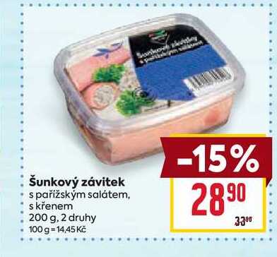 Šunkový závitek s pařížským salátem, s křenem 200 g