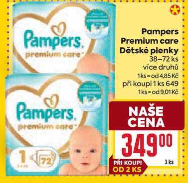 Pampers Premium care Dětské plenky 38-72 ks