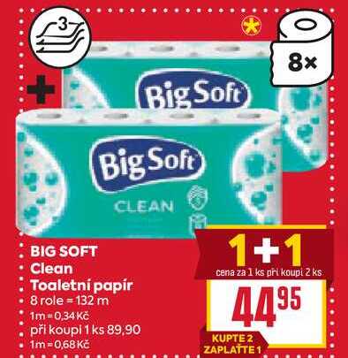 BIG SOFT Clean Toaletní papír 8 role