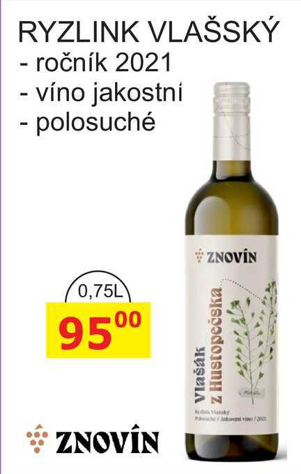 ZNOVÍN ZNOJMO RYZLINK VLAŠSKÝ 0,75l