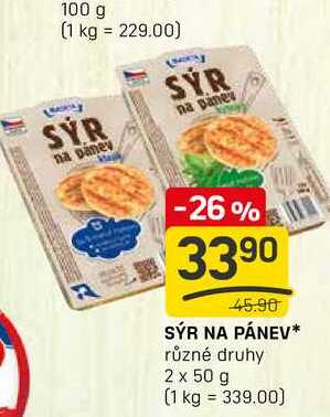 SÝR NA PÁNEV různé druhy 2 x 50 g